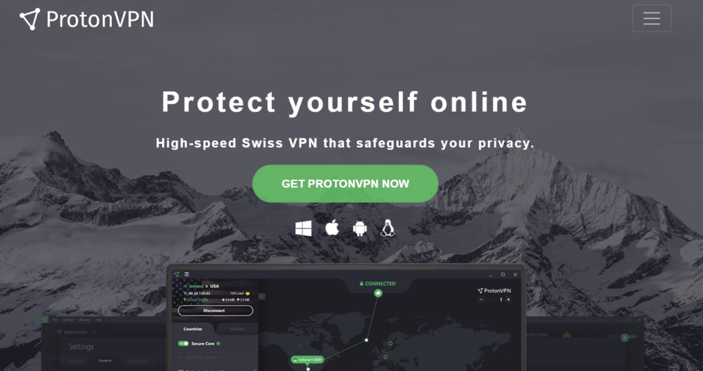 ProtonVPN homepage 1